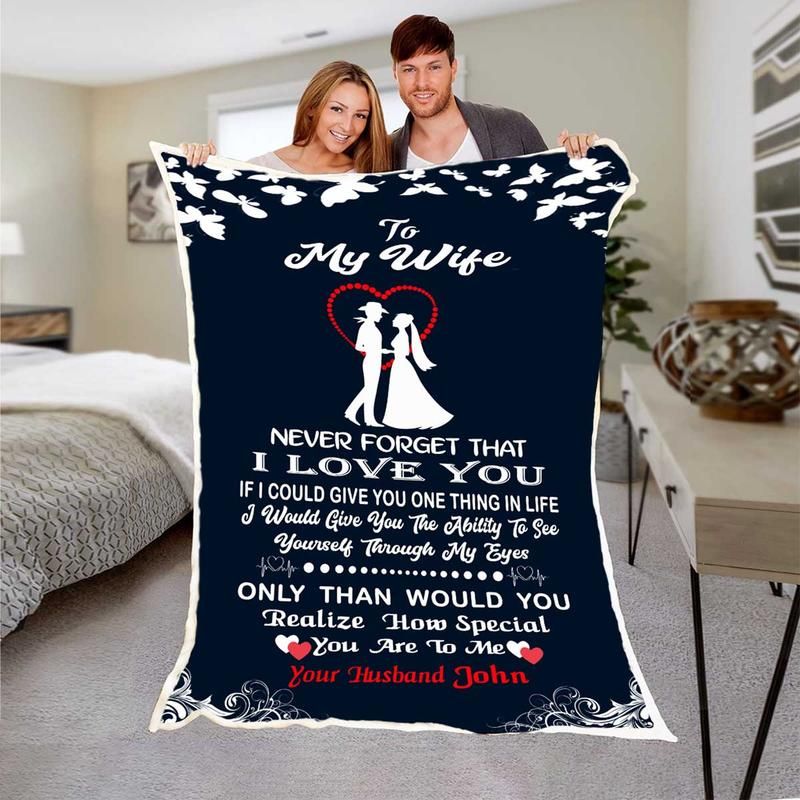 Personalized Gift For Wife Butterfly Fleece Blanket Never Forget That I Love You
