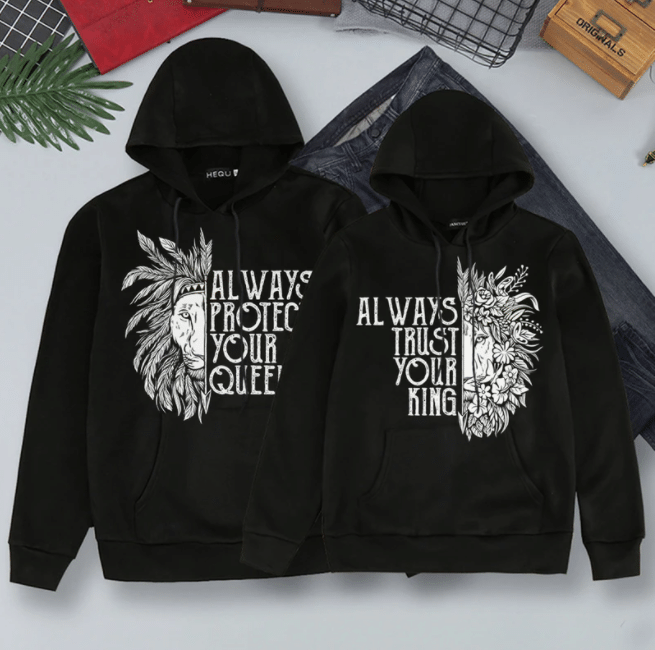 Valentine Day Gifts - Couple Hoodie - Lion Always Protect Your Queen Always Trust Your King PAN3HD0038