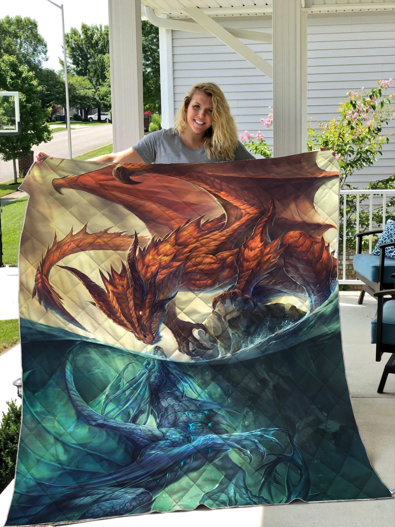 Couple Dragon 3D All Over Printed Quilt Set