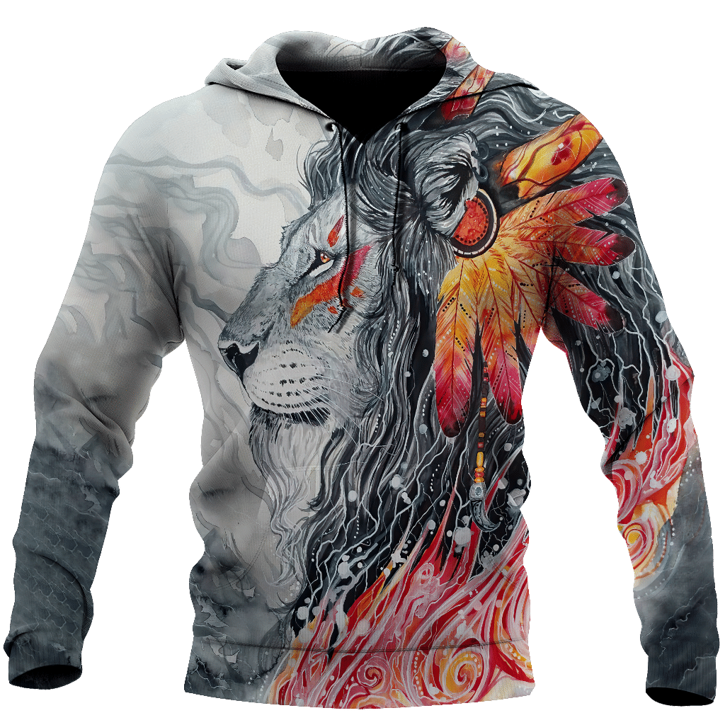 Native Lion Over Printed Hoodie