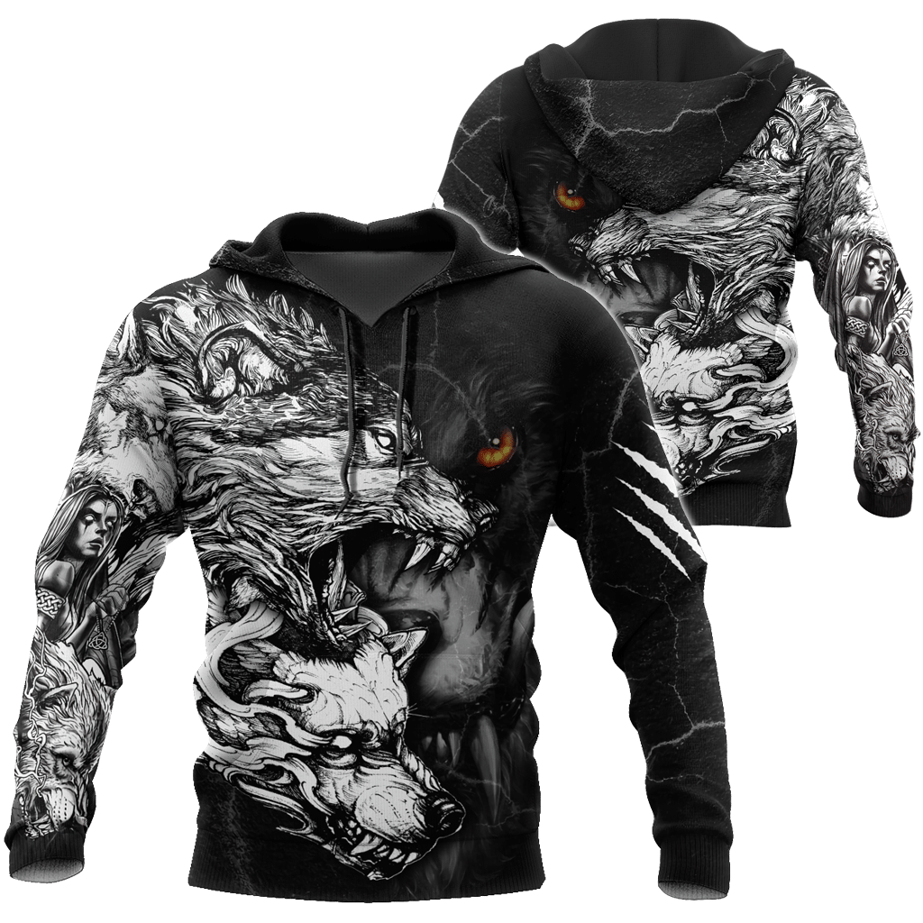 Wolf Tattoo Over Printed Shirt For Men and Women