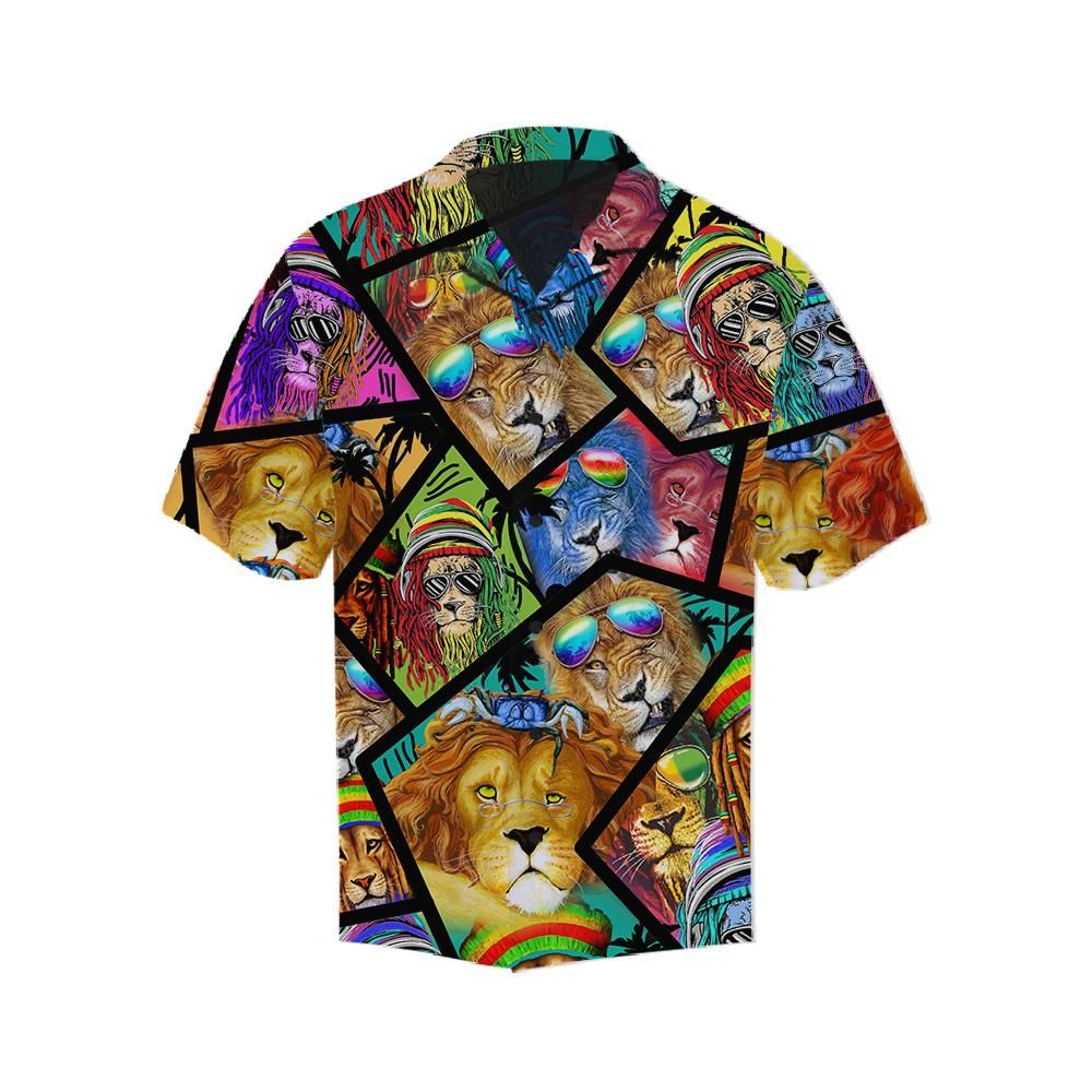Twenty Shades Lion Beach Sleeves Hawaiian Shirt