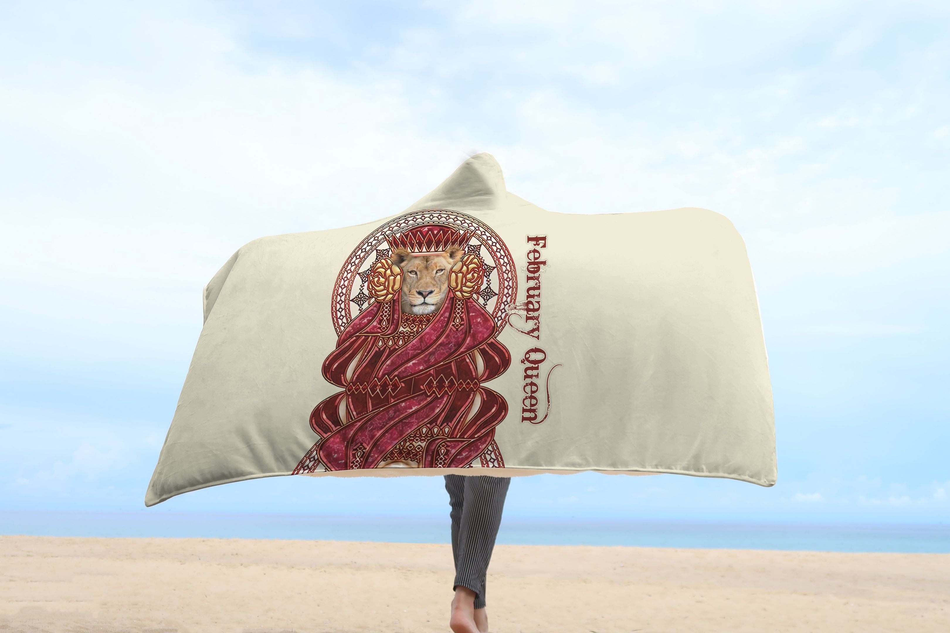 February Lion Queen 3D All Over Printed Hooded Blanket