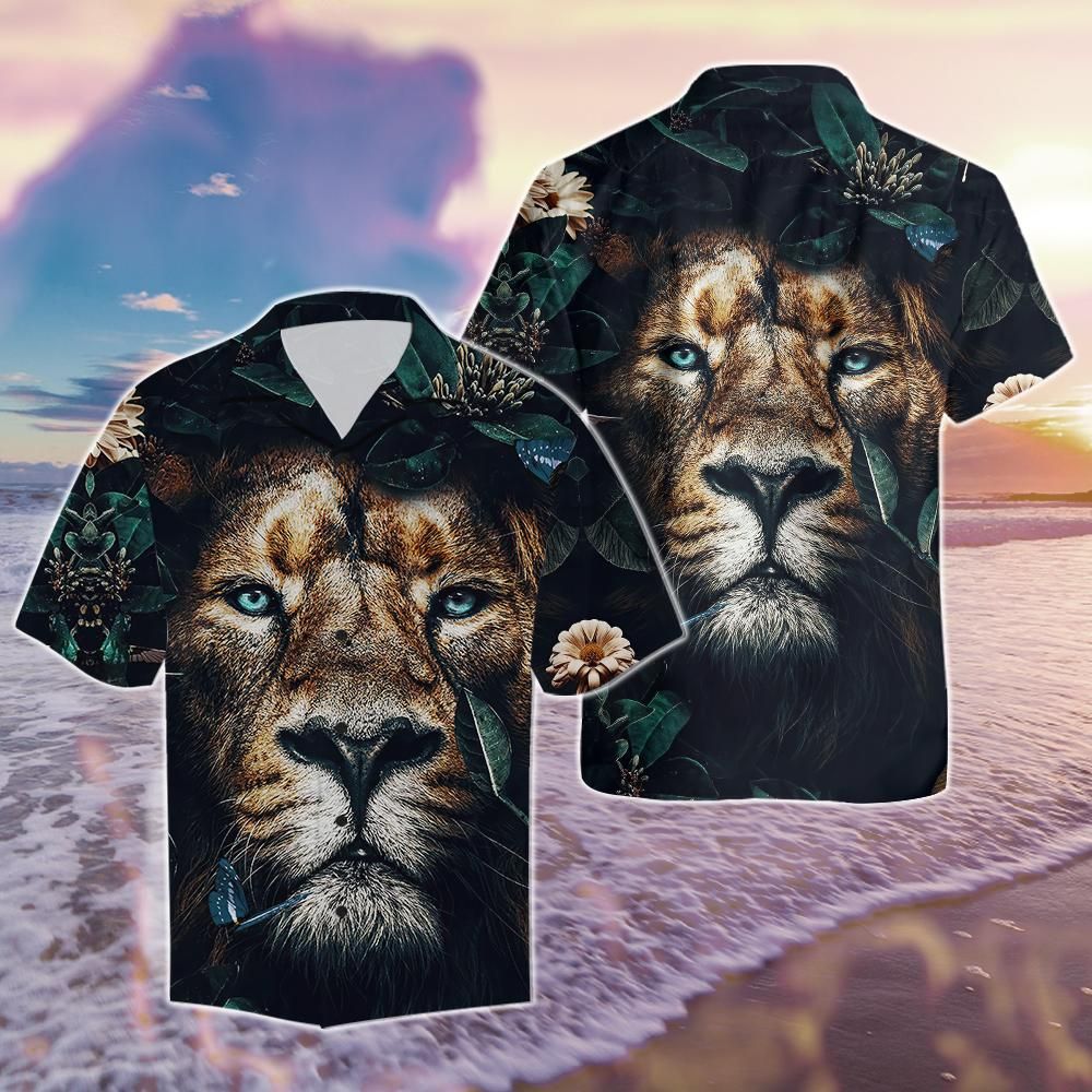 Nature Lion Beach Sleeves Hawaiian Shirt