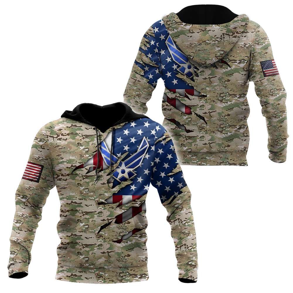 USAF Usa Flag Camo 3D All Over Printed Unisex Shirts