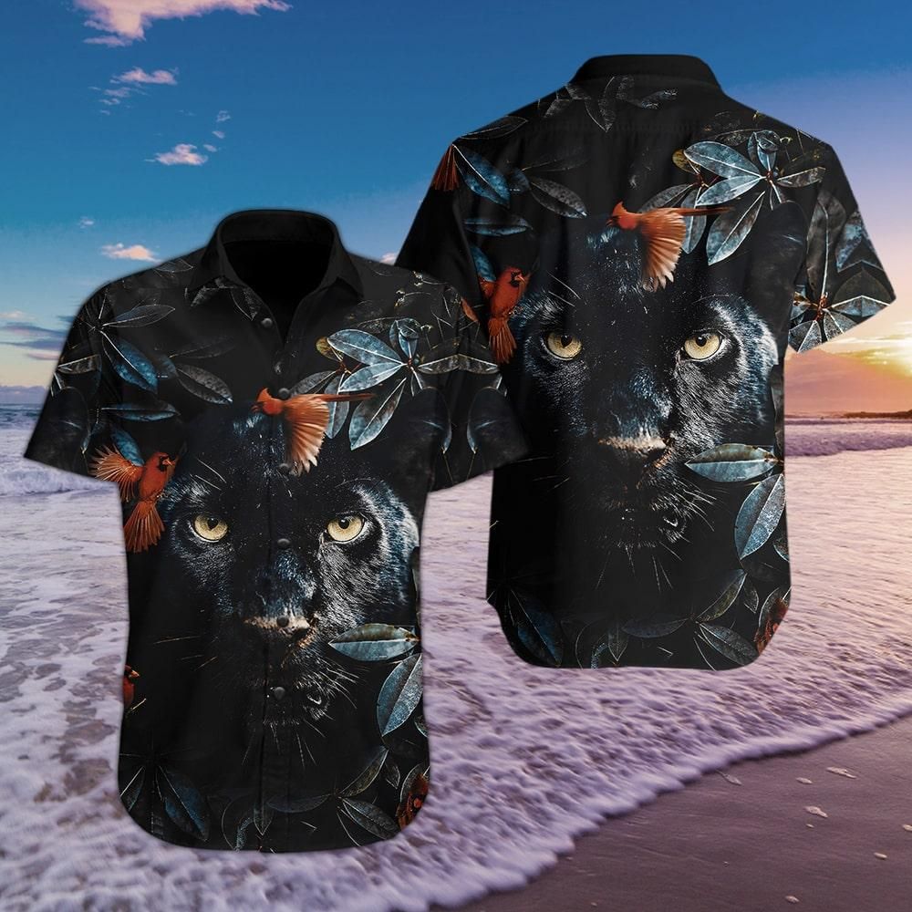Flower Panther Beach Sleeves Hawaiian Shirt