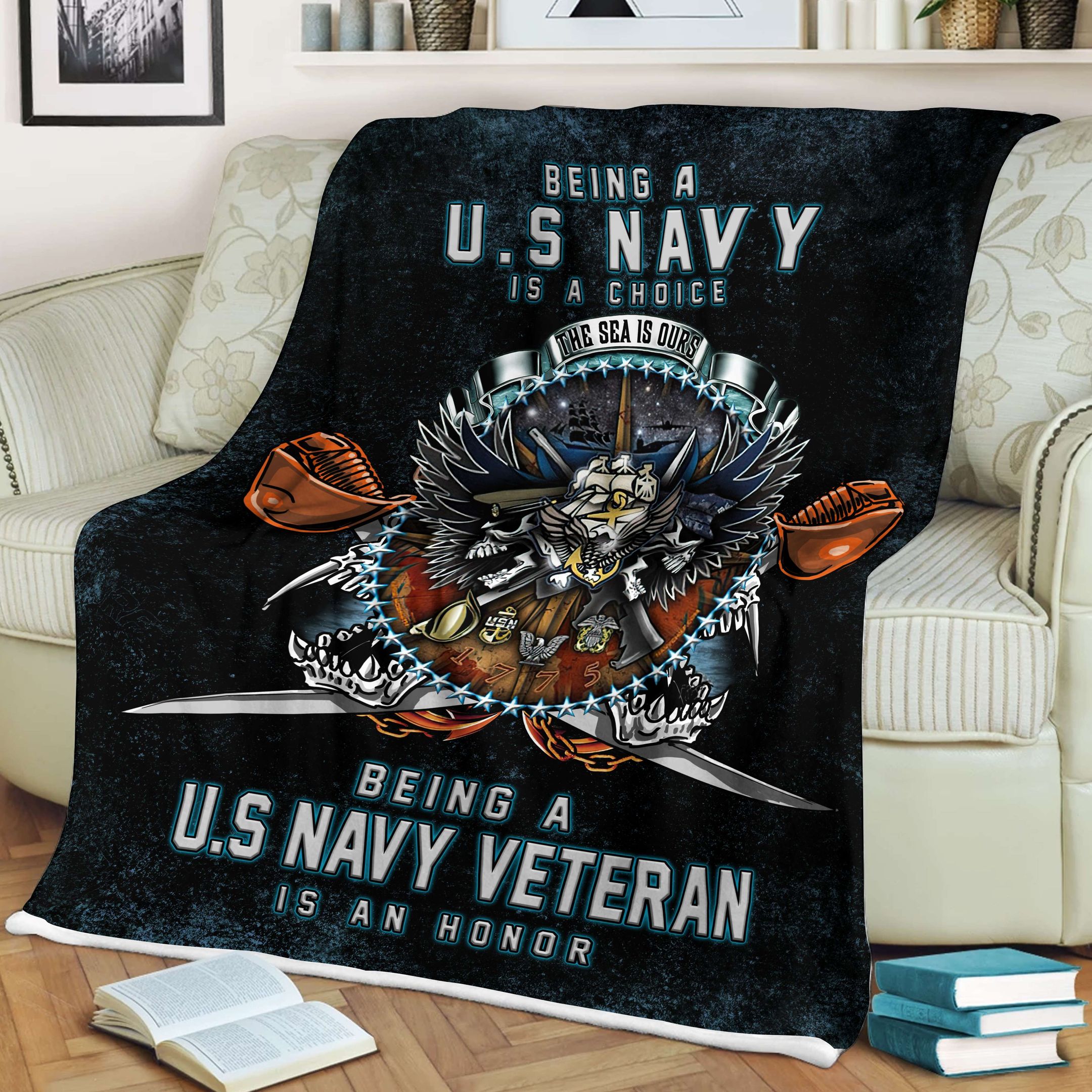 US Navy Veteran Proud Soft and Warm Fleece Blanket