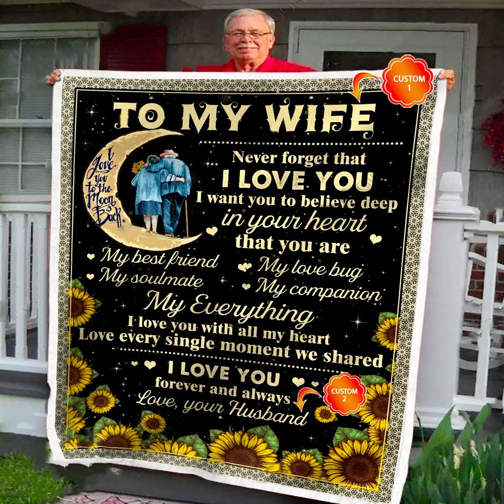 Personalized Gift For Wife Sunflowers Fleece Blanket Never Forget That I Love You