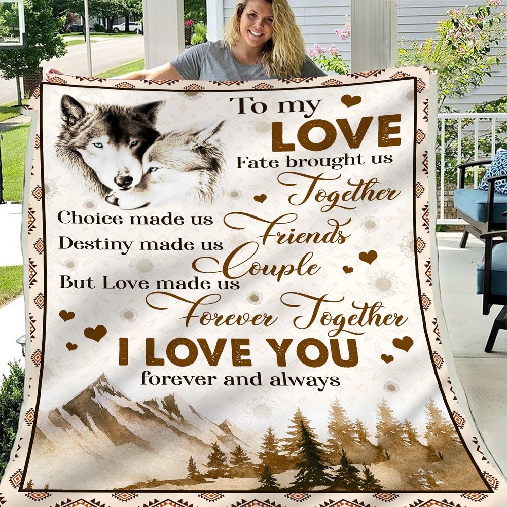 Gift For Couple Wolf Fleece Blanket Fate Brought Us Together