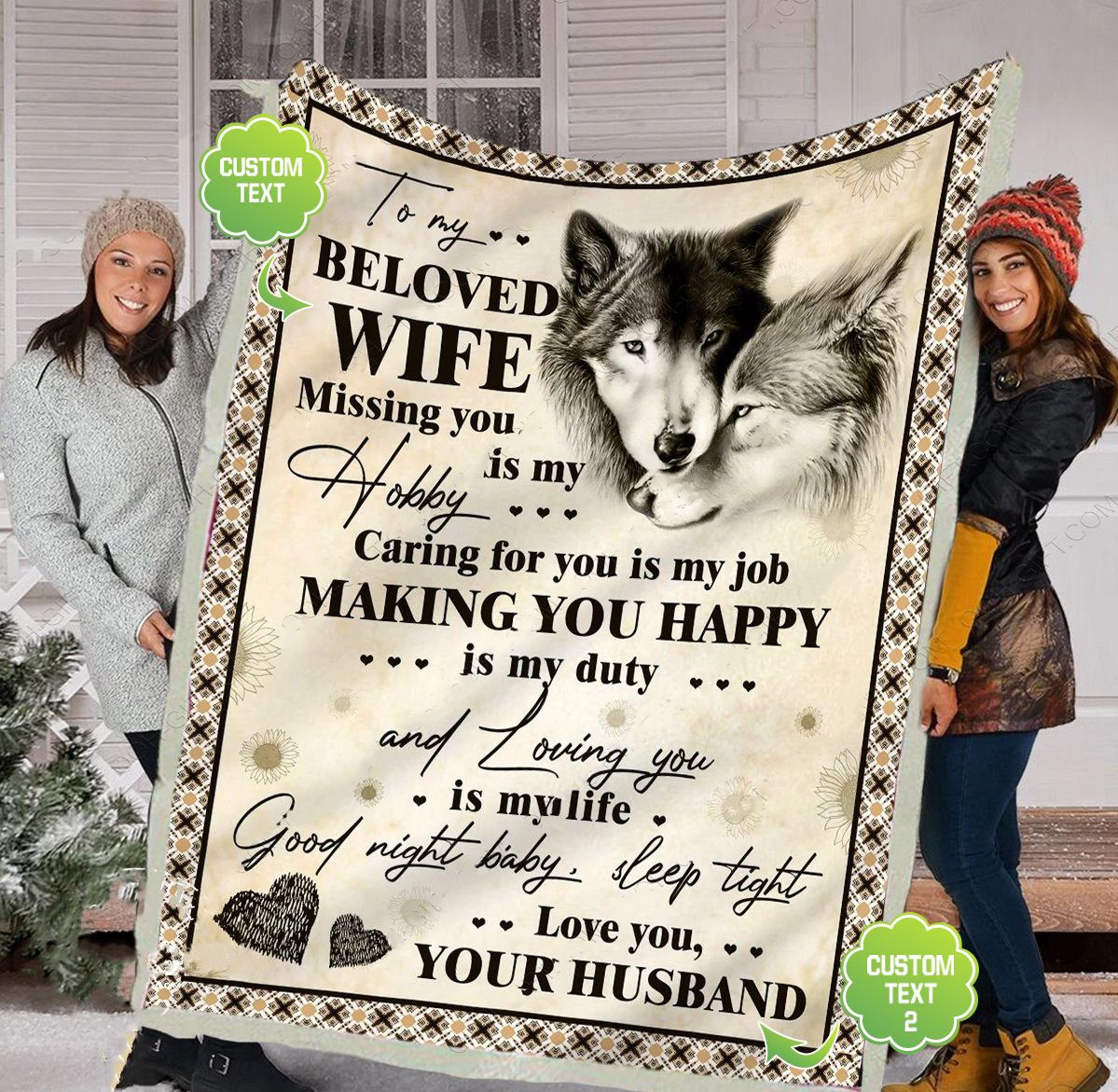 Gift For Wife Wolf Fleece Blanket Missing You Is My Hobby
