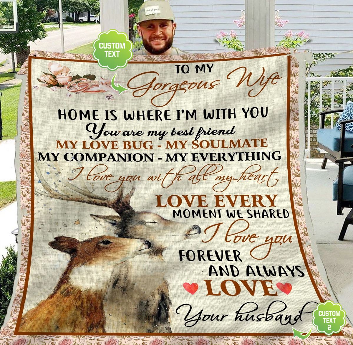 Gift For Wife Deer Hunting Fleece Blanket Home Is Where Im With You