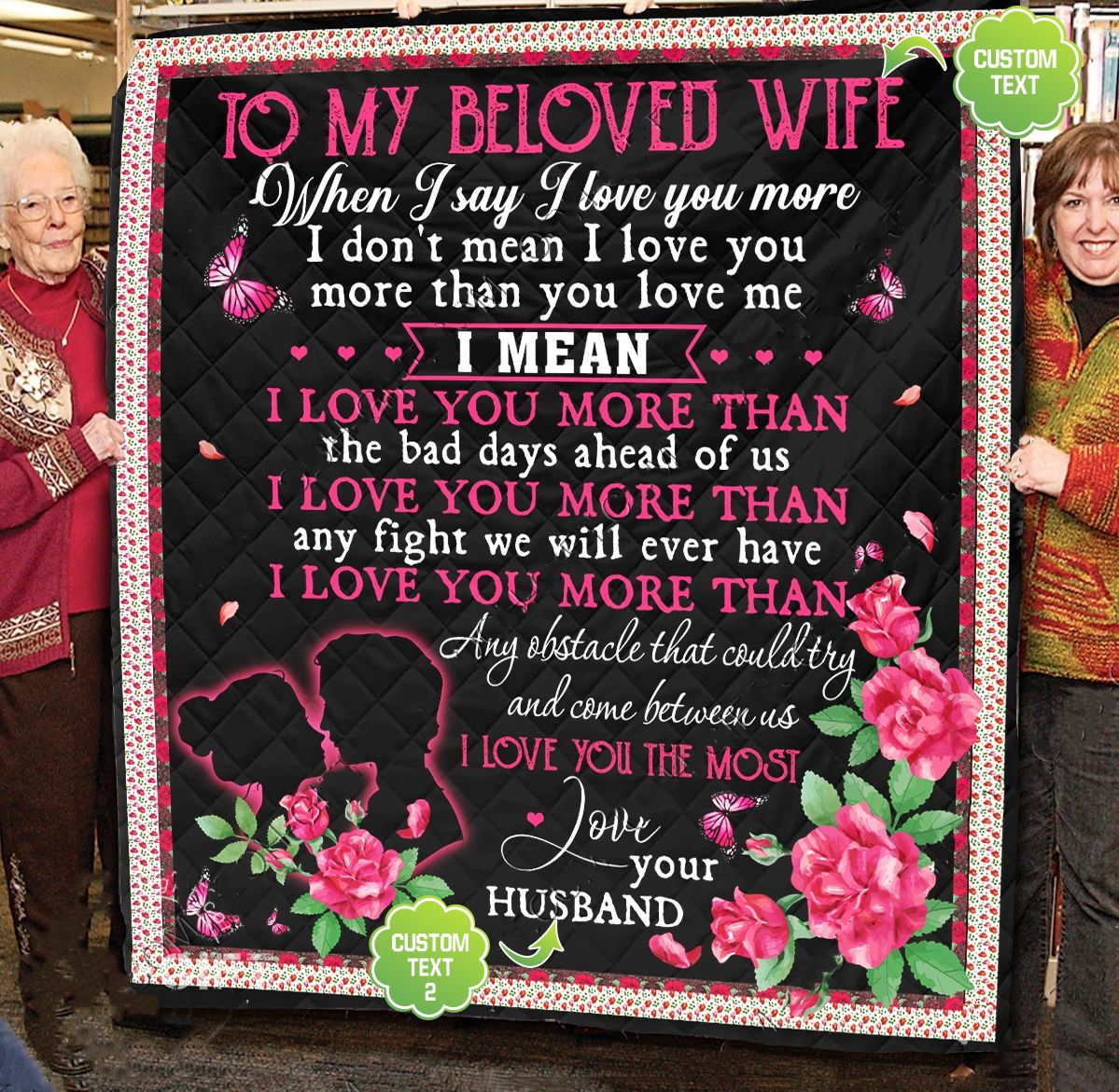 To My Beloved Wife When I Say I Love You More Valentine Gift For Couple Pink Quilt