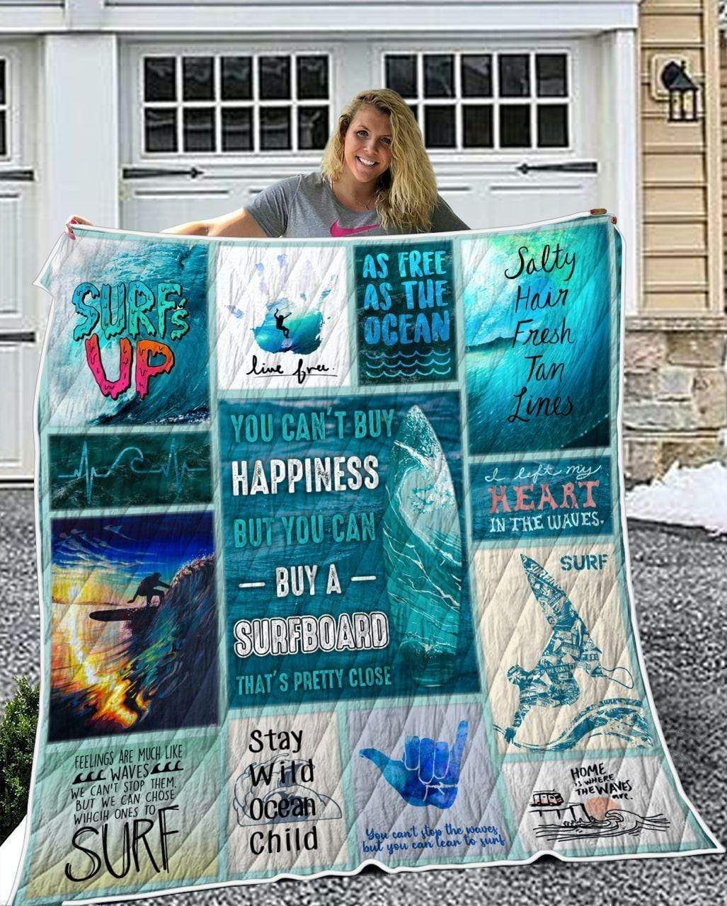 Surfing Ocean Happiness All Season Quilt