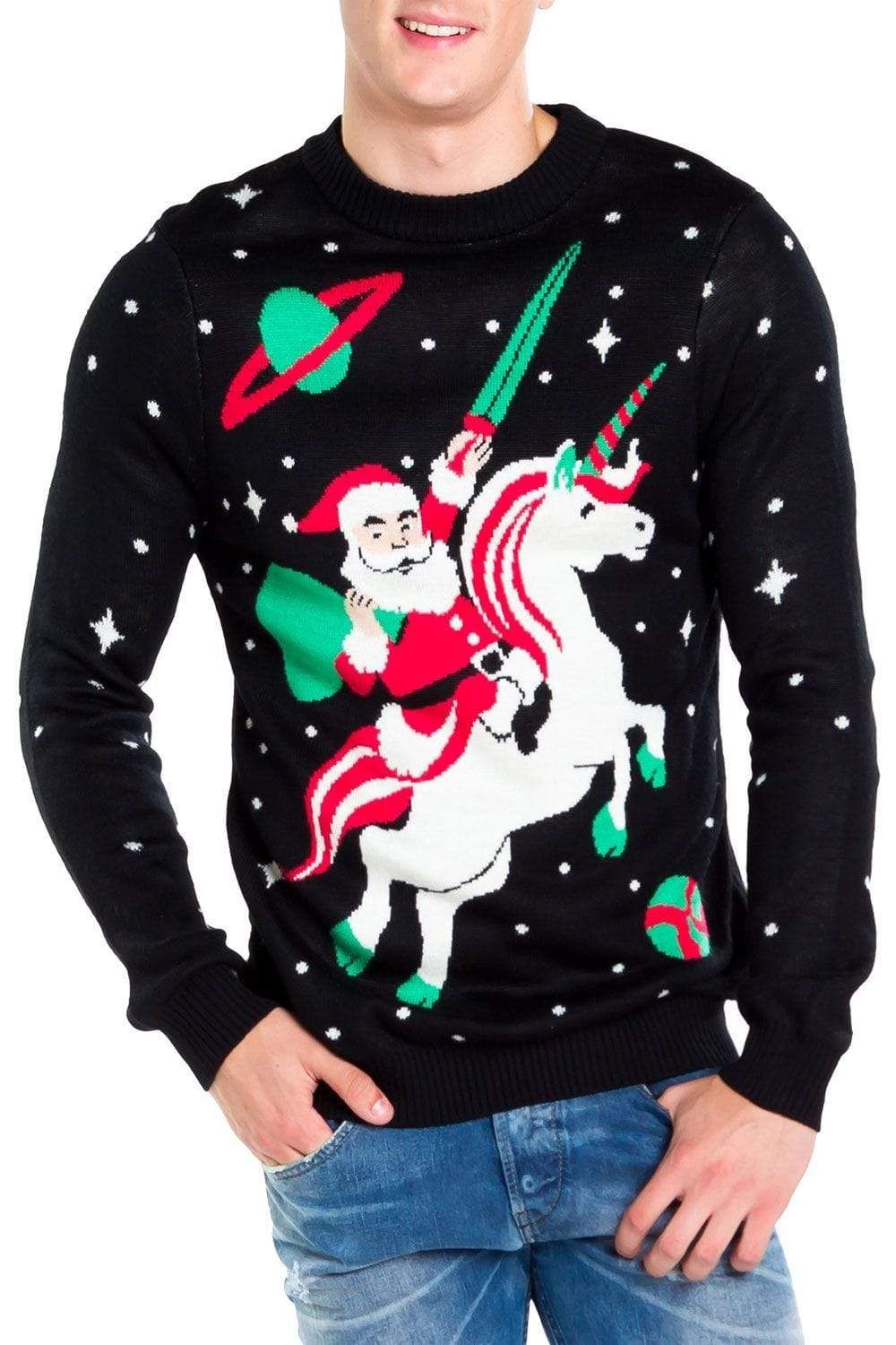 Santa Unicorn Ugly Christmas Wool Sweater