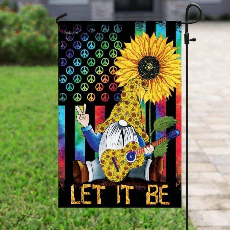 Hippie Gnome Let It Be Sunflower Garden Flag PANFLAG0015