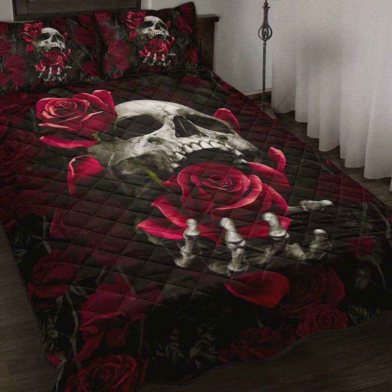 Skull Rose Black Quilt Set PANQBS0053
