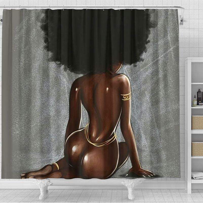 African Sexy Girl Afro Hair Shower Curtain