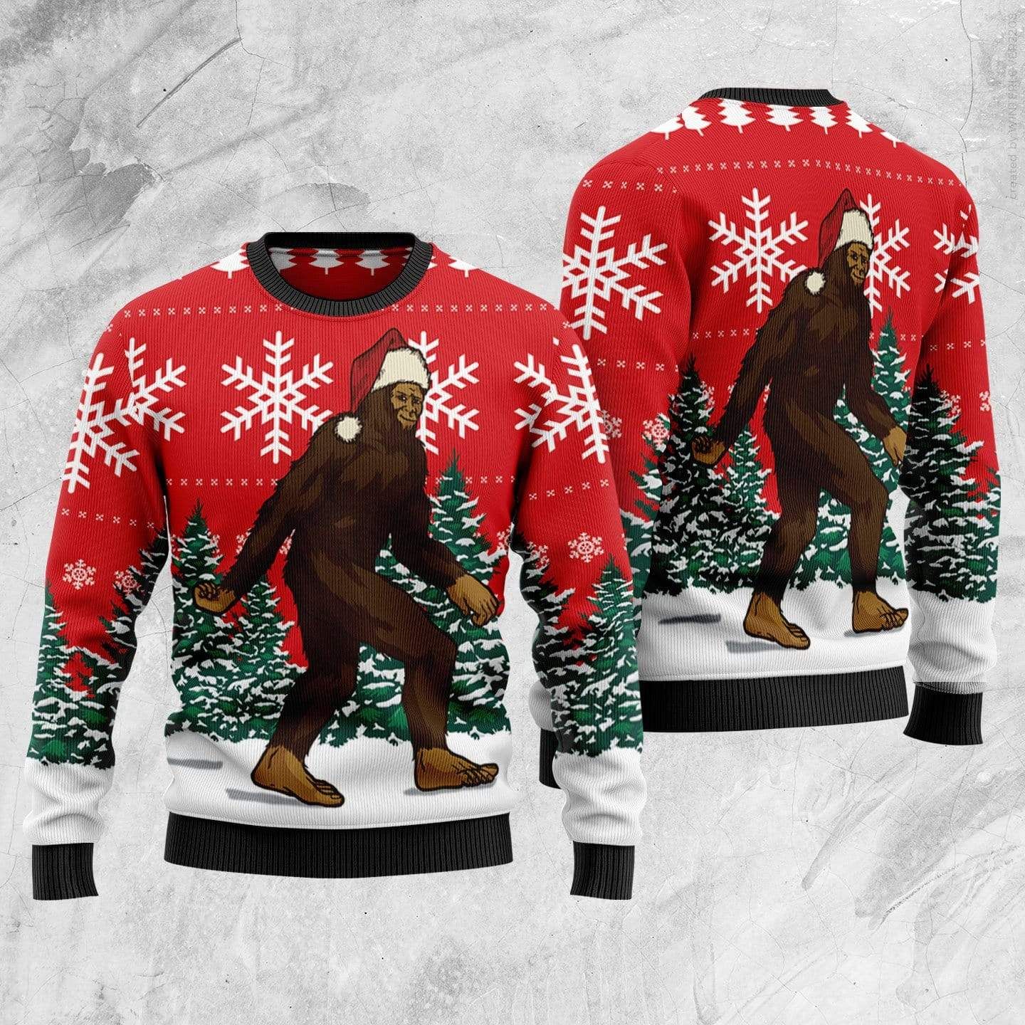 Christmas Bigfoot Walking In The Snow Sweater