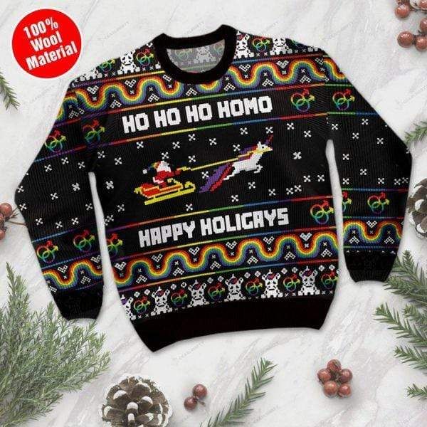 Unicorn Hohoho Homo Happy Holigays Ugly Wool Sweater