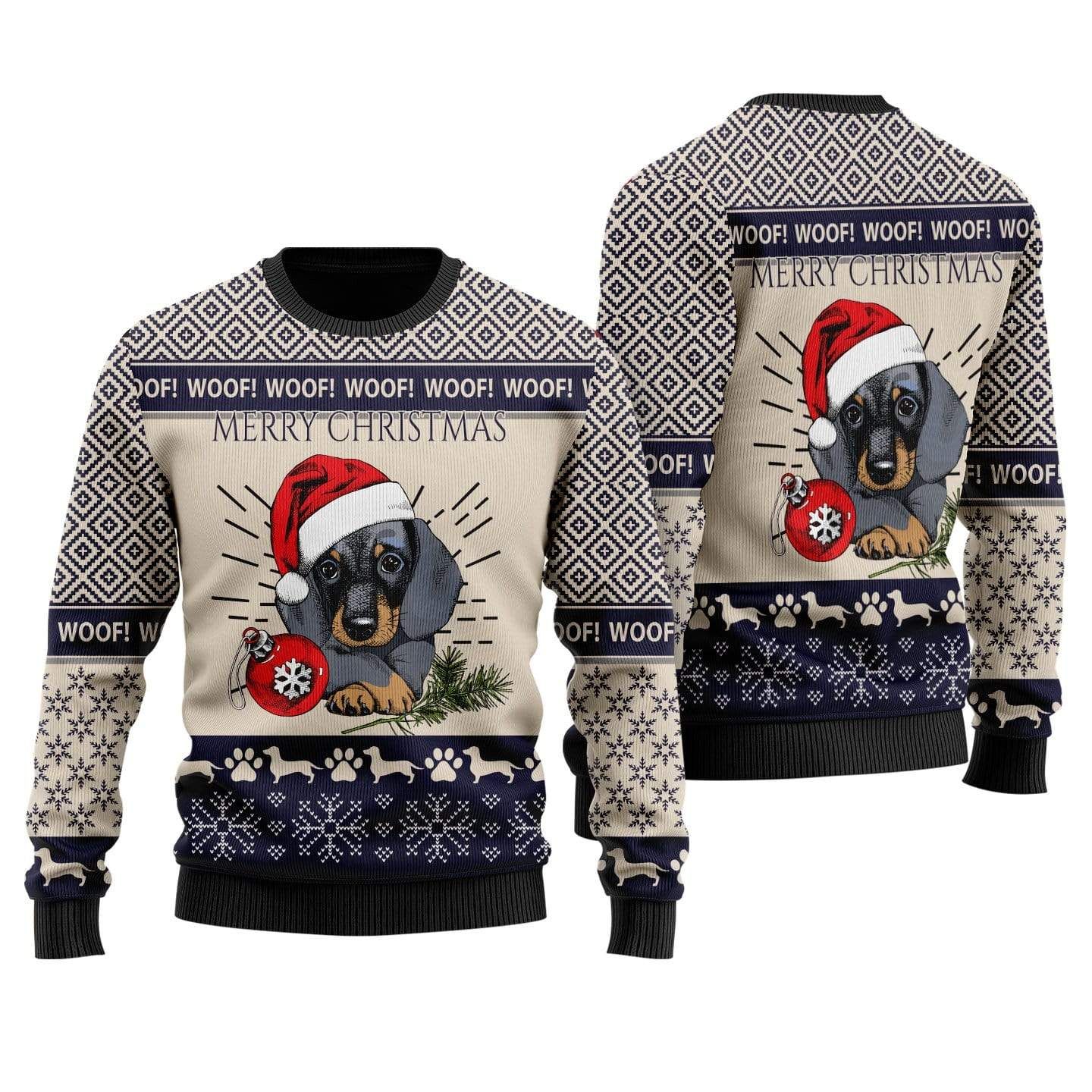 Merry Christmas Dachshund Wool Sweater