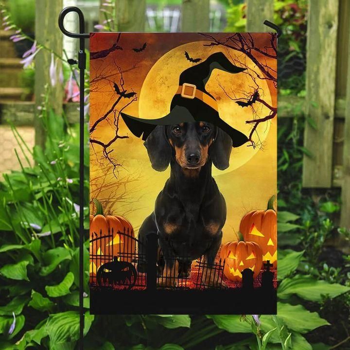Dachshund Dog Witch Halloween Garden Flag PANFLAG0001