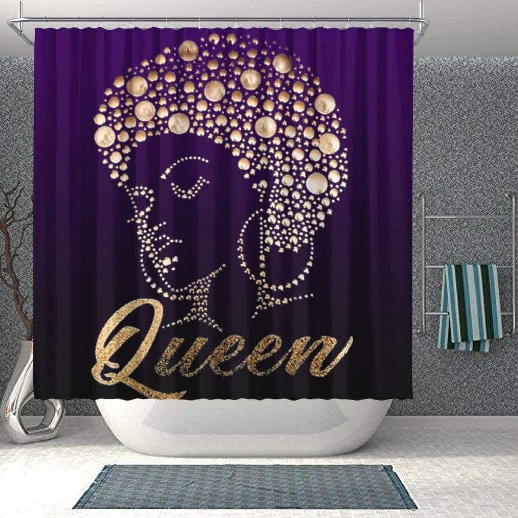 African Afro Black Queen Diamond Bathroom Shower Curtain