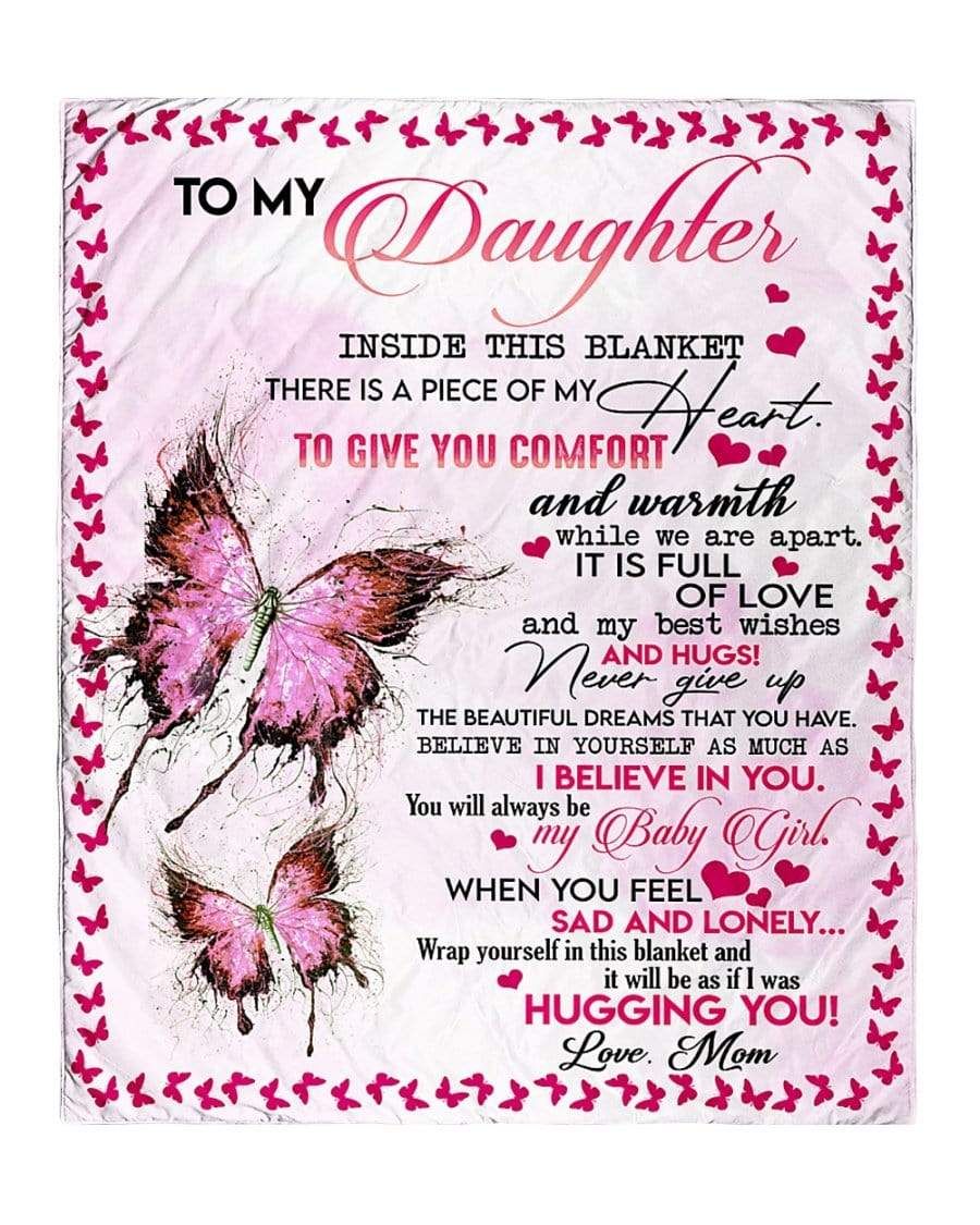 Butterfly Pink To My Daughter I Am Hugging You Fleece Blanket PANBL0018