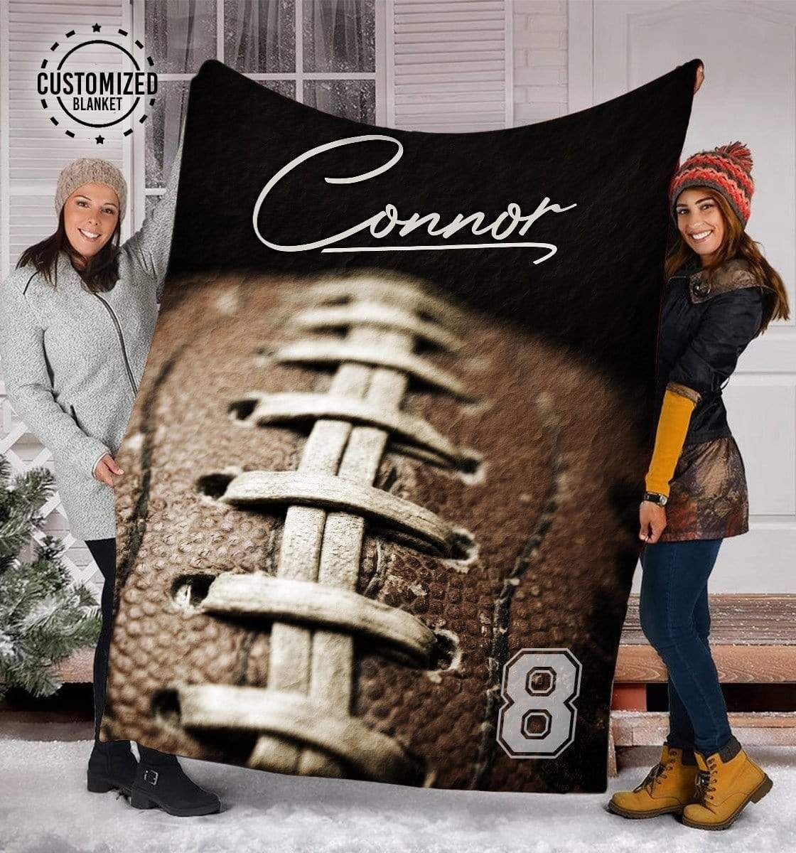Personalized Custom Fleece Blanket Football Vintage