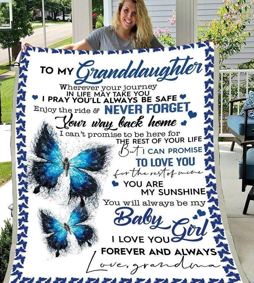 Butterfly To My Granddaughter, I Love You Forever And Always Fleece Blanket.