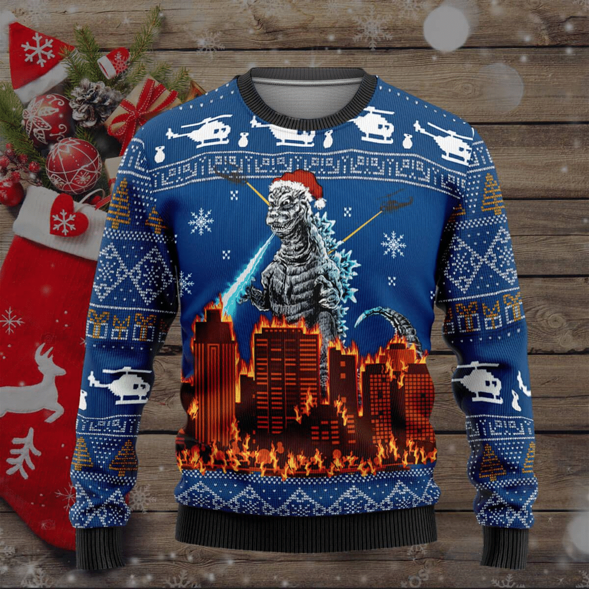 Christmas Scary Santa Godzilla Sweater PANWS0001