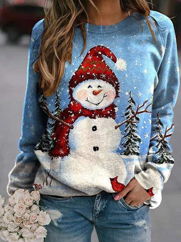 Smile Snowman Christmas Merry & Bright Sweater