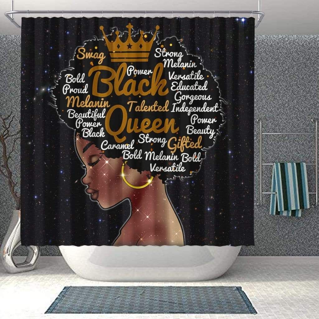 African American Magic Black Girl Bathroom Shower Curtain PANSC0016