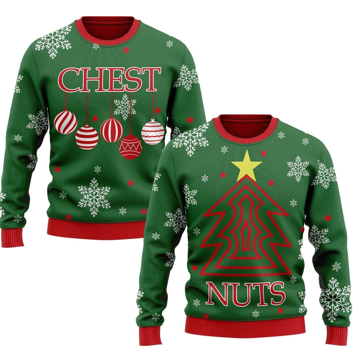 Chest And Nuts Funny Couple Christmas Sweater