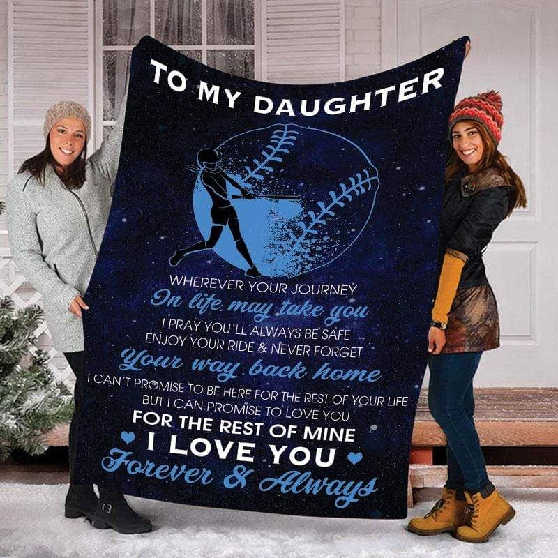 A Letter To Daughter Softball Player Fleece Blanket