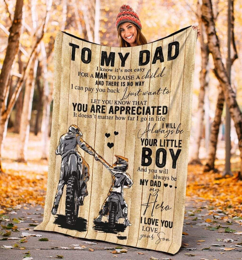 Gifts For Dad From Son  To My Dad Motorcycle Fleece Blanket