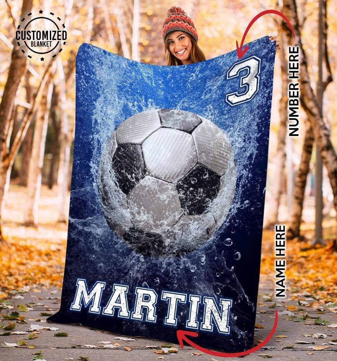 Personalized Custom Fleece Blanket Soccer Water