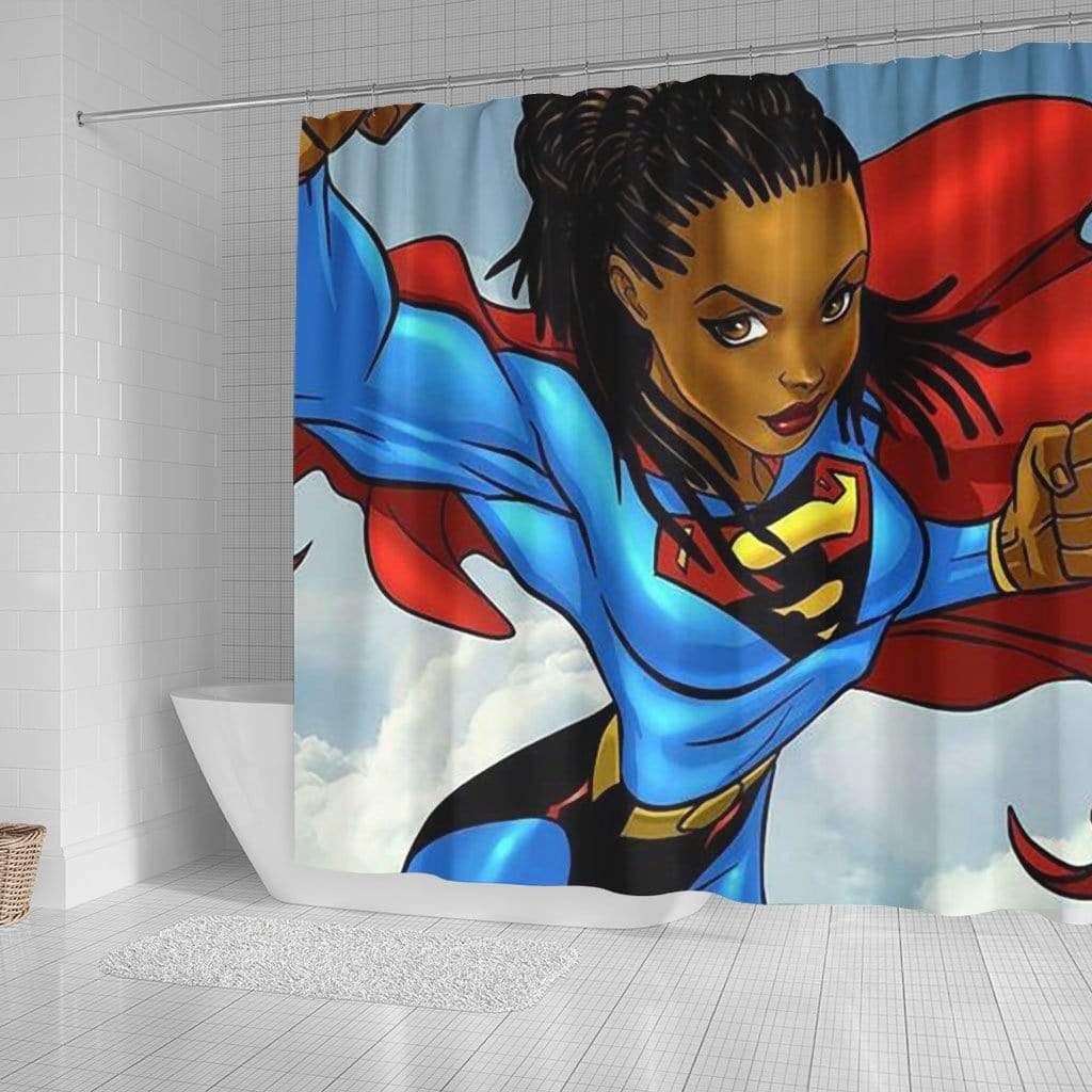 African Superwoman Strong Black Girl Bathroom Shower Curtain PANSC0007
