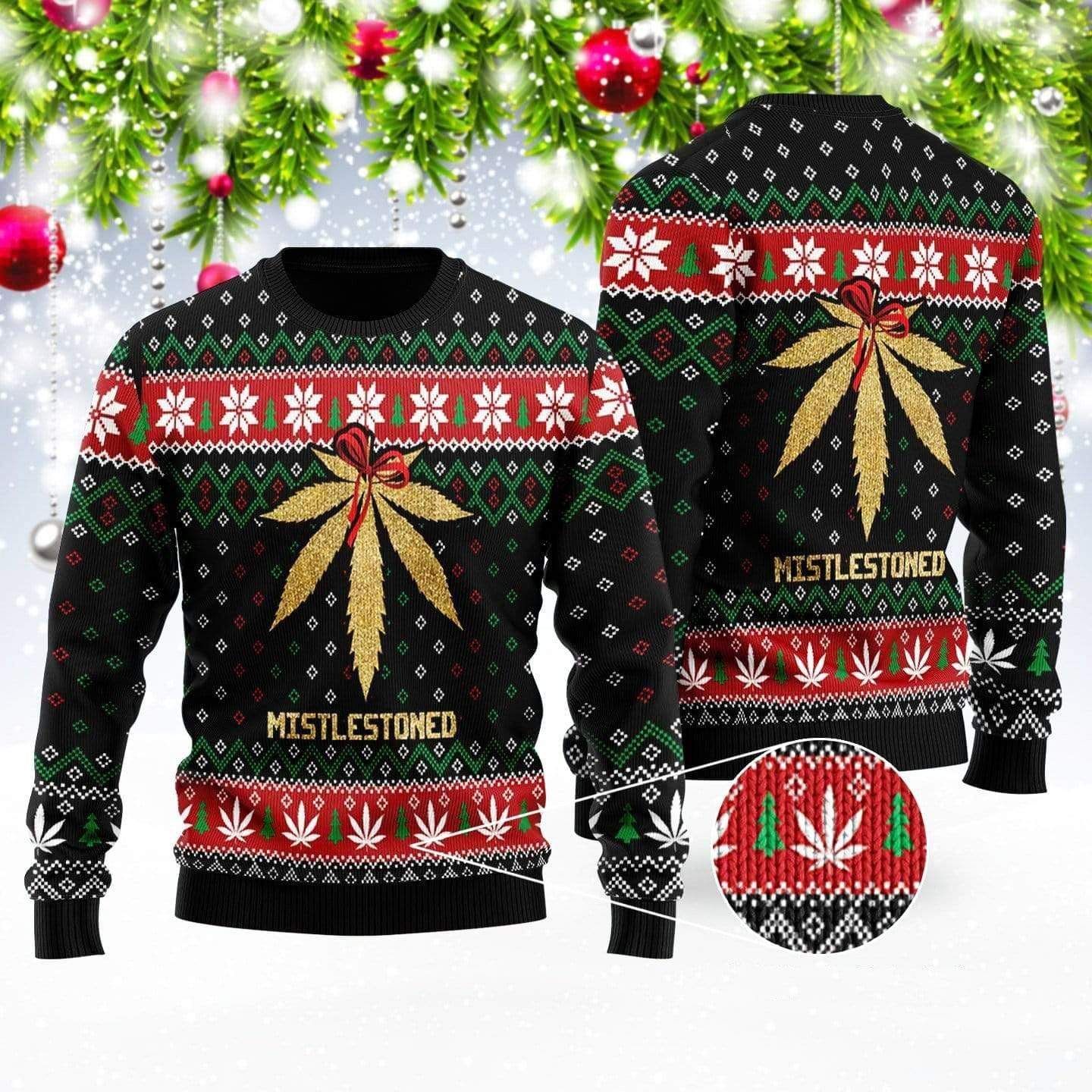 Mistlestoned Weed Christmas Sweater PANWS0038