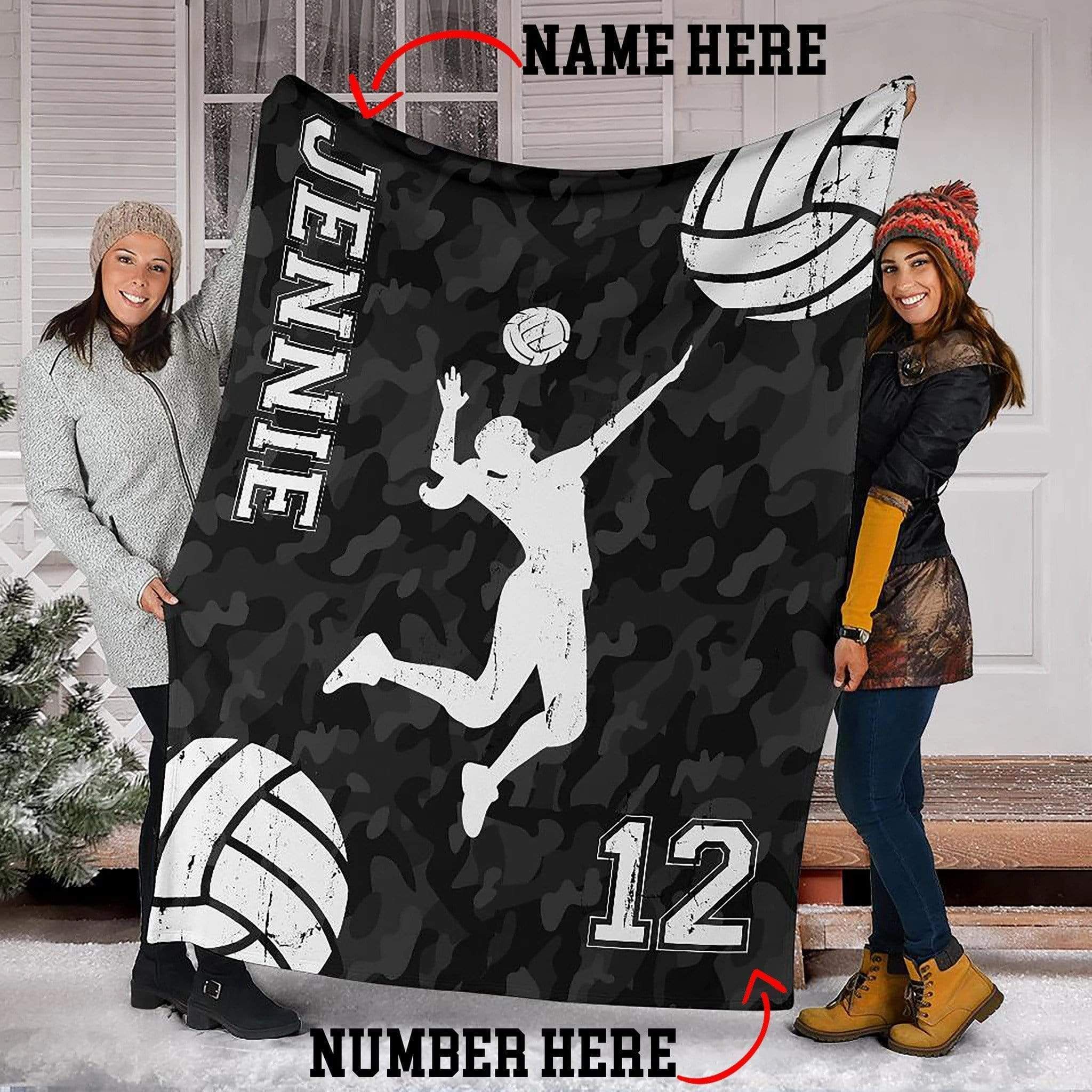 Personalized Custom Fleece Blanket Volleyball Player With Name