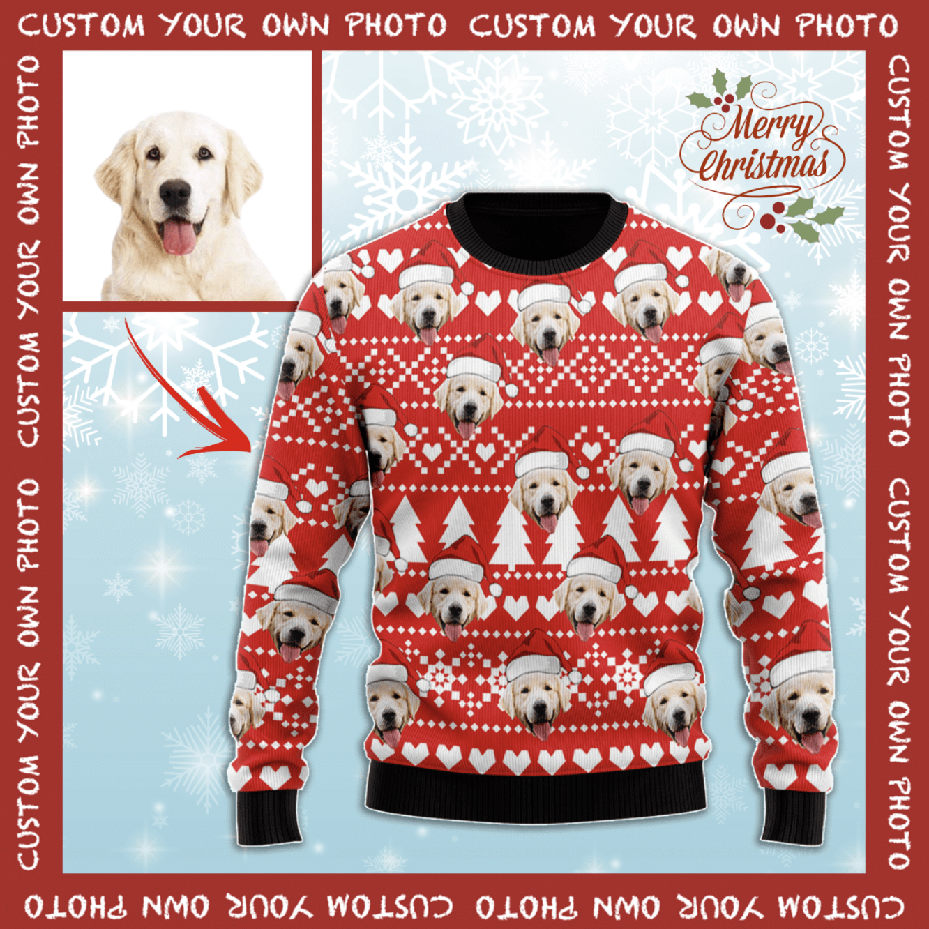 Personalized Christmas Funny Custom Photo Unisex Sweater PAN