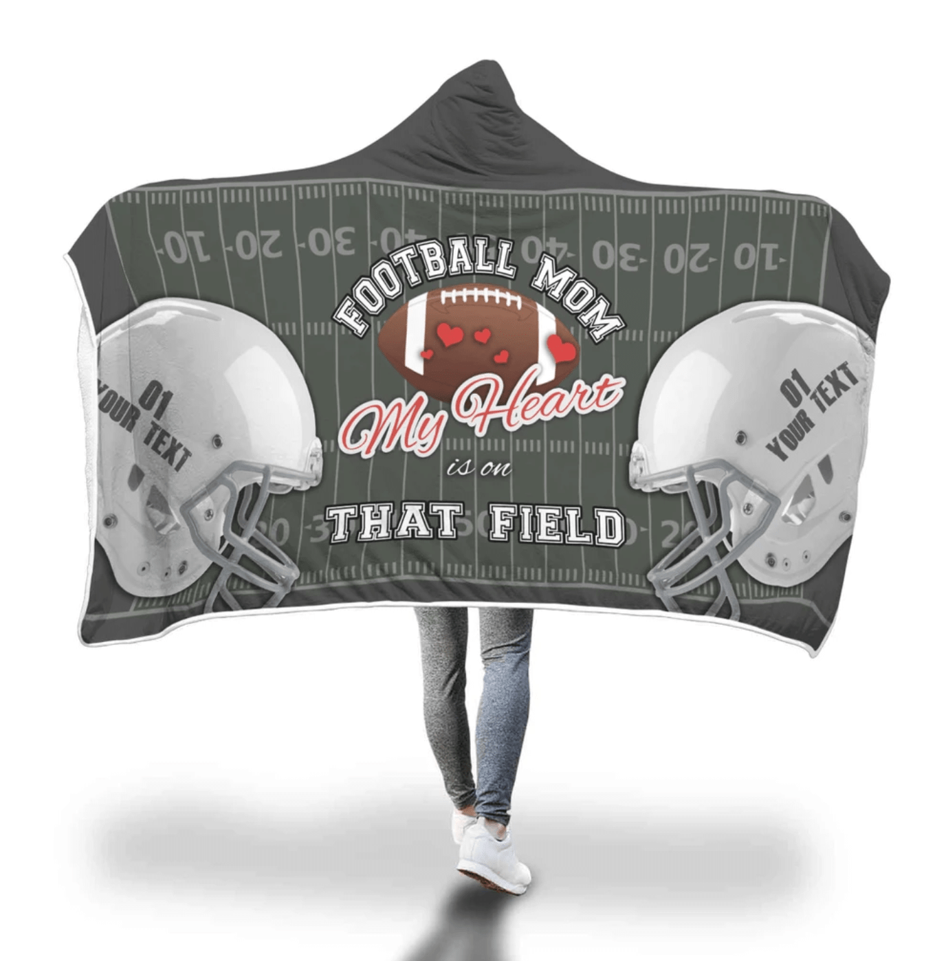 Personalized Football Mom Custom Hooded Blanket