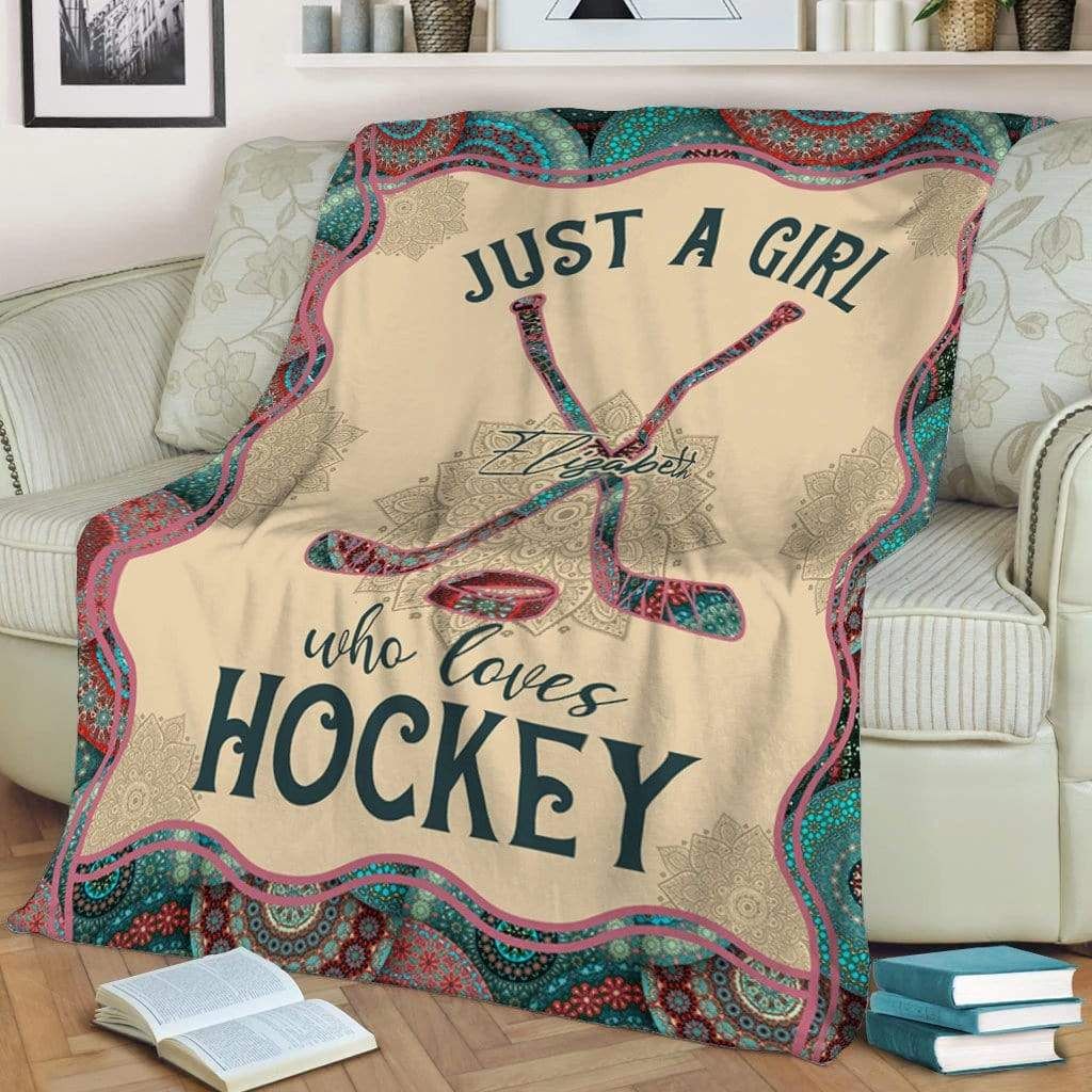 Just A Girl Who Loves Hockey Fleece Fleece Blanket