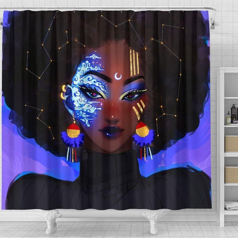 Celestial Zodiac Girl Magical Art Bathroom Shower Curtain