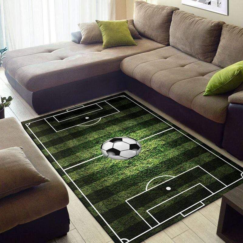 Soccer Field With Ball Rectangle Rug