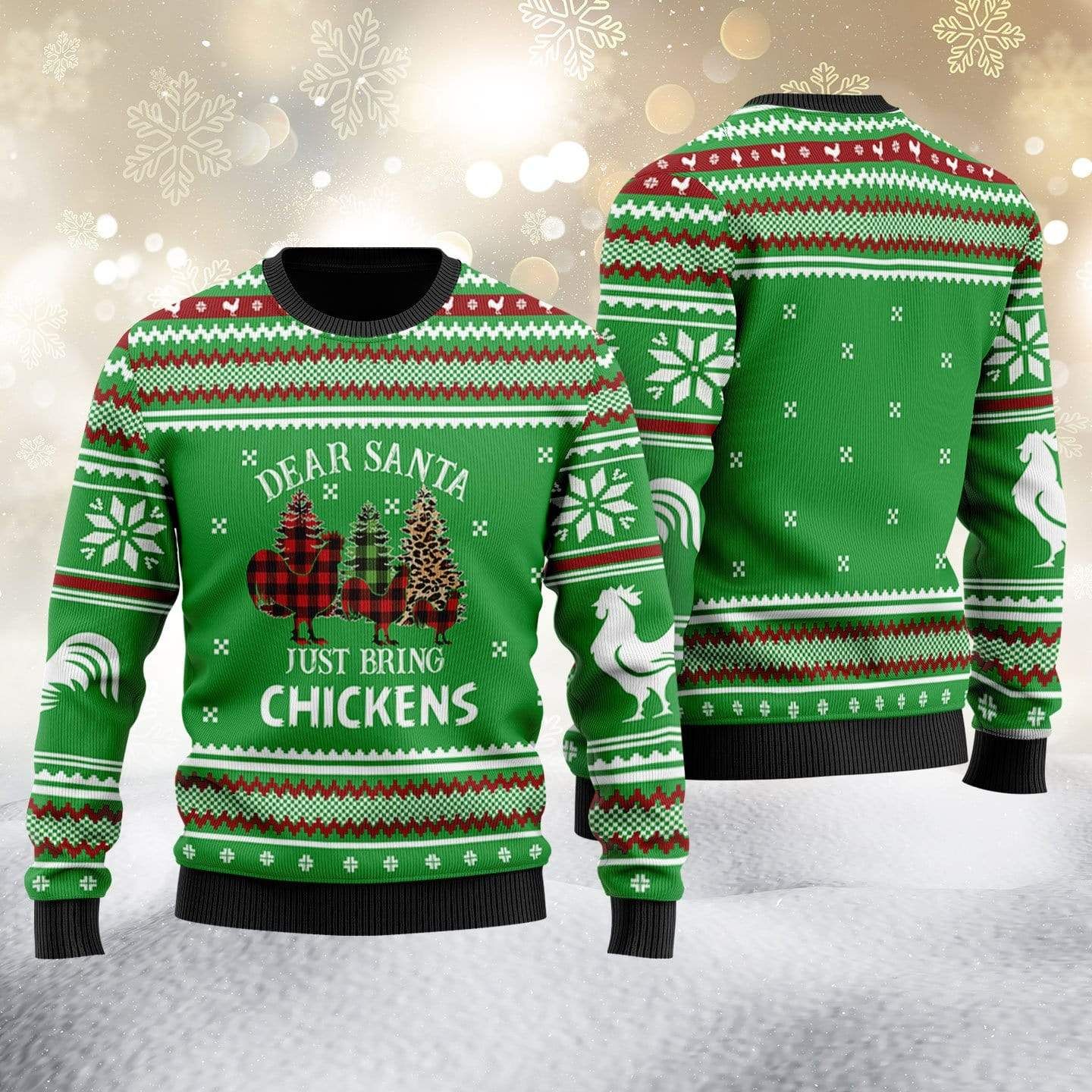Dear Santa Just Bring Chicken Green Christmas Sweater