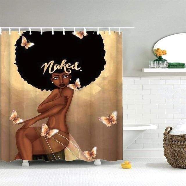 African Naked Afro Goddess Bathroom Shower Curtain