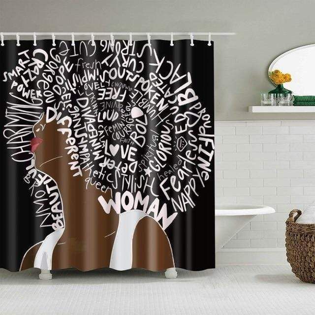 African American Afro Black Woman Melanin Bathroom Shower Curtain