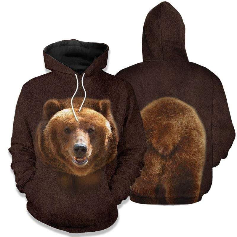 Brown Glizzly Bear Hoodie 3D All Over Print