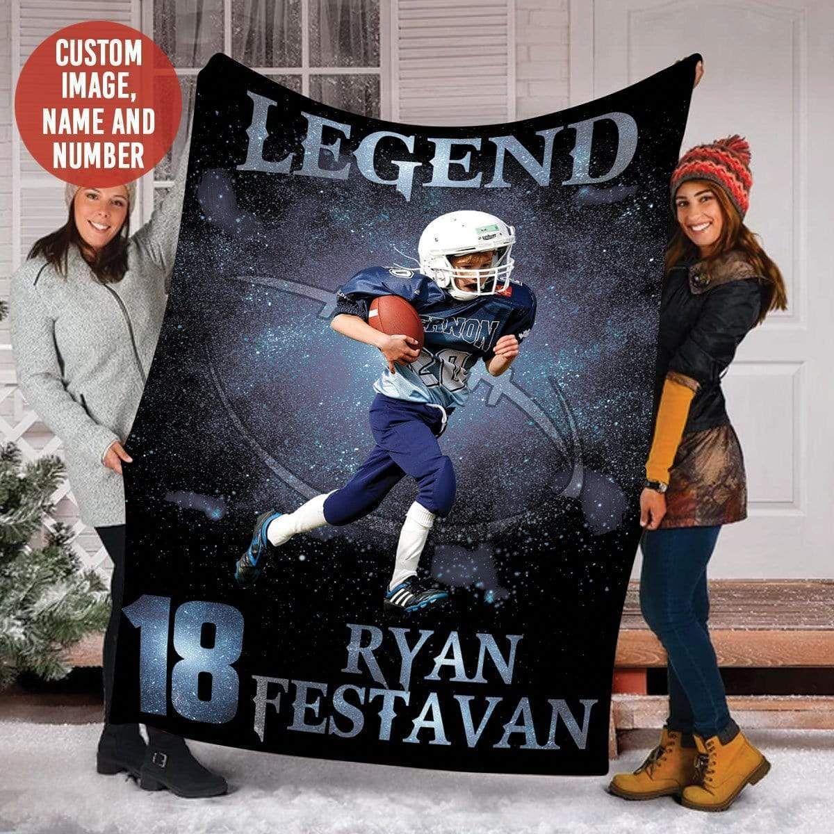Personalized Custom Fleece Blanket Football Legend With Photo PAN