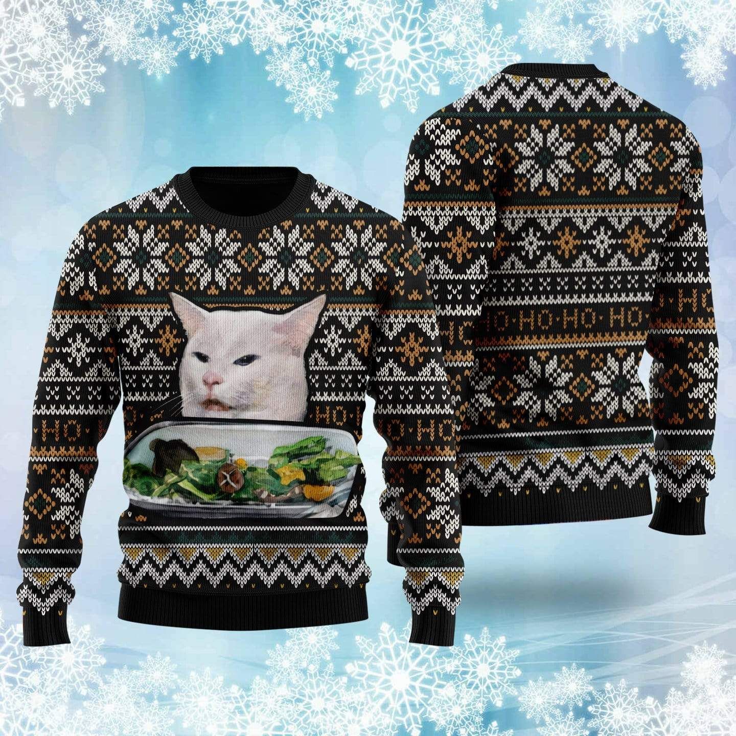 Christmas Woman Yelling At Cat Meme Couple Sweater PANWS0058